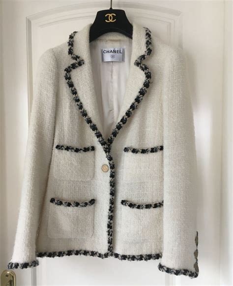 tweed blazer womens chanel|chanel white tweed jacket.